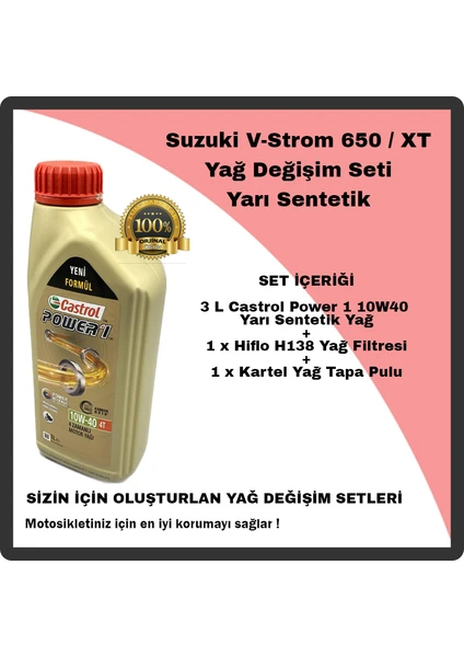 Mag Suzuki Dl 650 V-Strom / Xt Yağ Değişim Seti Yarı Sentetik