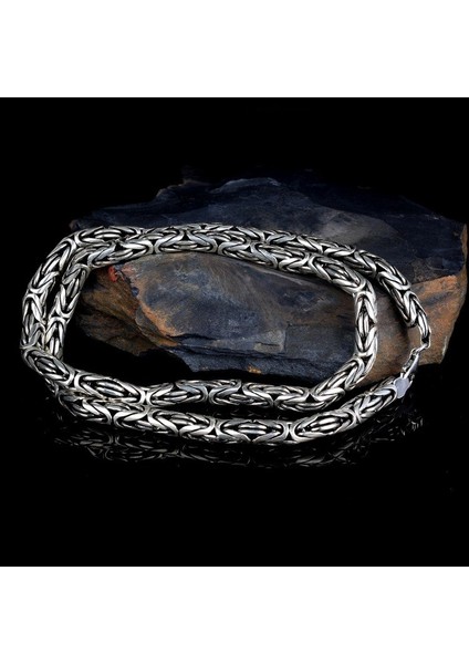 925 Ayar Gümüş Büyük Boy 70 cm Kral Zincir Kolye