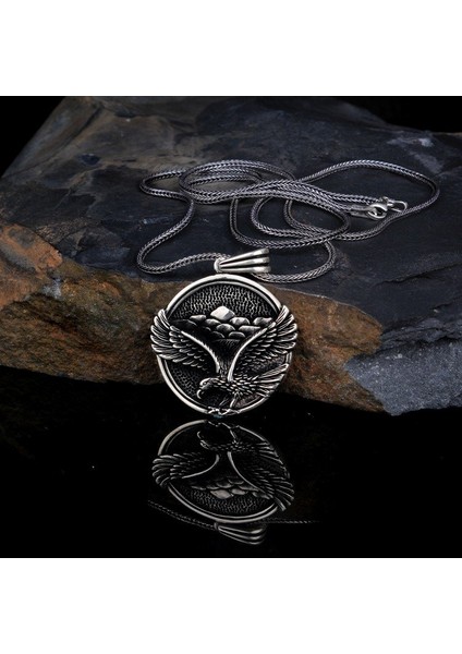 925 Ayar Gümüş Kartal Motifli Madalyon Kolye fiyatları
