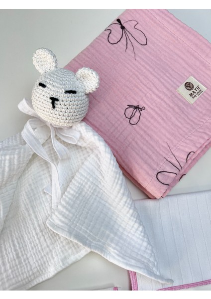Müslin Bebek Battaniyesi ve Amigurami Uyku Arkadaşlı Bebek modelleri