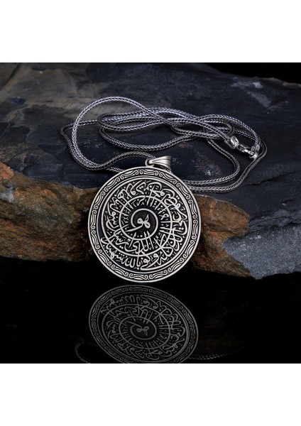 925 Ayar Gümüş Fetih Suresi Yazılı Madalyon Kolye fiyatları