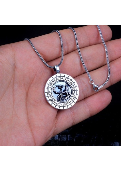 925 Ayar Gümüş Ayyıldız Kurt Motifli Kolye modelleri