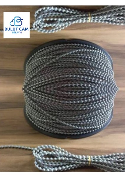10 Metre Cam Balkon Plastik Boncuklu İp Zincirleri Boncuk Çapı 4.5 mm Gri