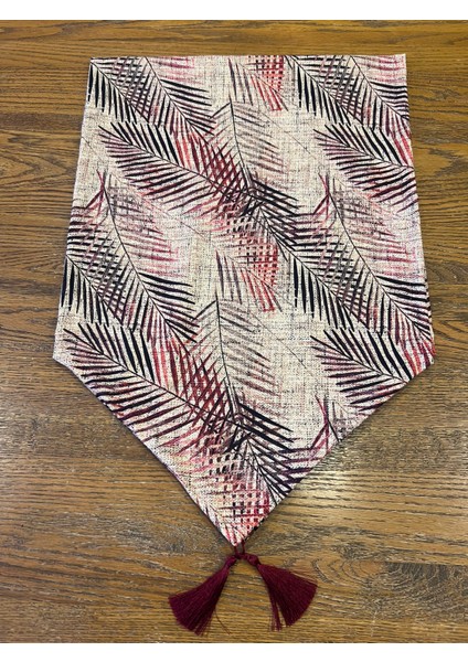 Tuğçe Demir Home Design Hasır Görünümlü Bordo Dal Desen Runner Supla Set fırsatları