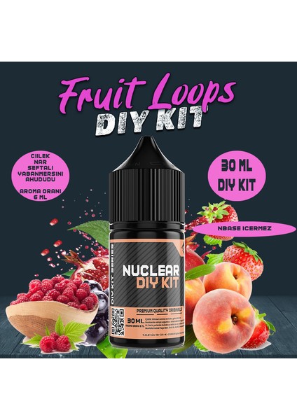 Fruit Loops 30 60 100 ml Dıy Kit Yabanmersini Nar Çilek Gıda Aroması 6 ml (Aroma Içerir