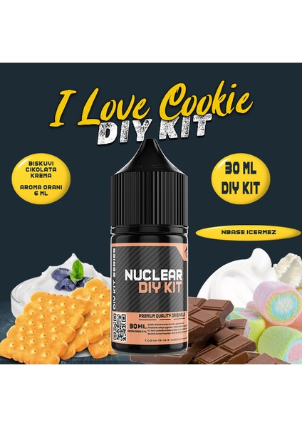 I Love Cookie 30 60 100 ml Dıy Kit Bisküvi Çikolata Aroması ( 6 ml Aroma Içerir )