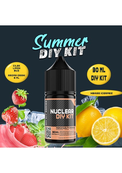 Nuclear Kimya Summer Dıy Kit Çilek Limon Buz Gıda Aroması ( 6 ml Aroma Içerir ) 30 ml