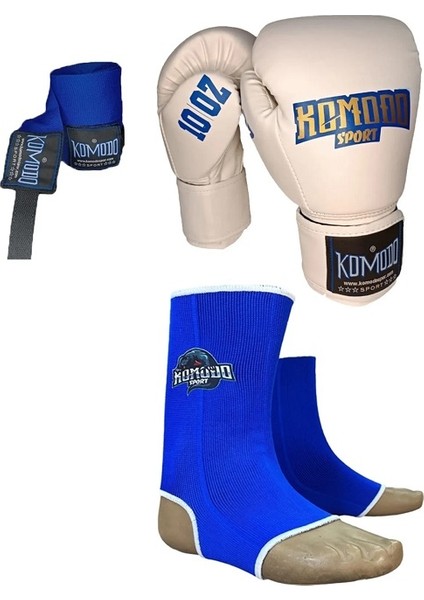 Boks Eldiveni 10 Oz/kick Boks,muay Thai Ayak Bilek Çorap/3,5 Metre Boks Bandajı 3 Lü Set