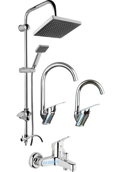 Kca Robot Duş Mutfak Lavabo Banyo Bataryası Musluğu Çeşmesi 4'lü Set