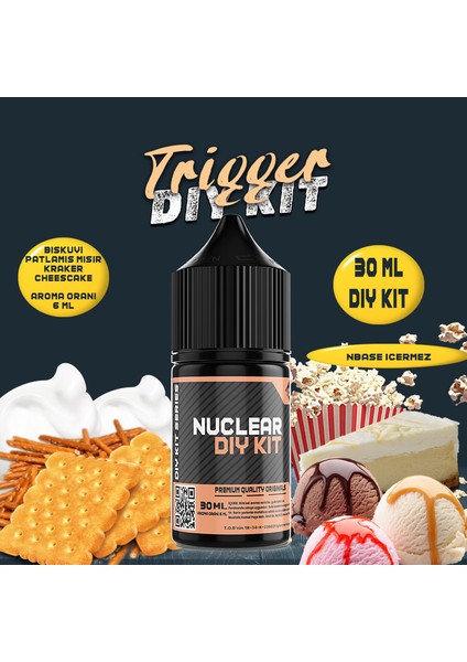 Trigger 30 60 100 ml Dıy Kit Bisküvi Patlamış Mısır Gıda Aroması ( 6 ml Aroma Içerir )