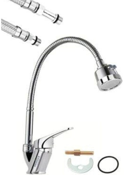 2 Fonksiyonlu Oynar Borulu Mutfak Musluğu Bataryası Çeşmesi Kaliteli