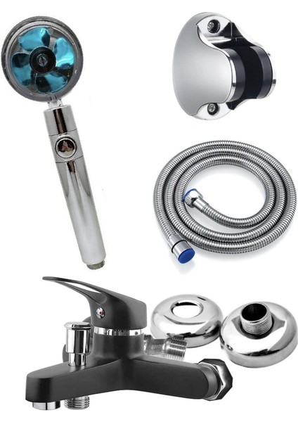 Kca Siyah Banyo Bataryası Duş Başlığı Hortumu ve Mafsalı Set