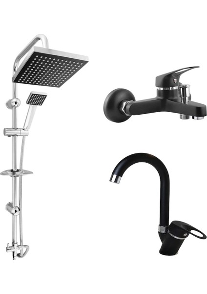 Kca Robot Duş Seti Lavabo Bataryası Banyo Bataryası 3'lü Set