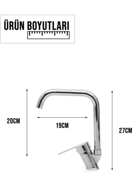 Kare Borulu Mutfak Eviye Bataryası Musluğu Çift Su Girişli fiyatları