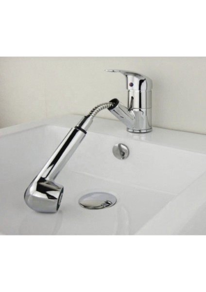 Kca Banyo Lavabo - Berber Bataryası Çeşmesi Musluğu Spiral Hortumlu Çok Amaçlı Kullanım
