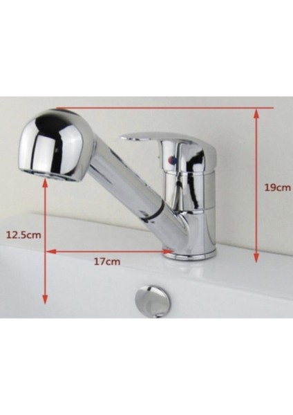 Kca Banyo Lavabo - Berber Bataryası Çeşmesi Musluğu Spiral Hortumlu Çok Amaçlı Kullanım