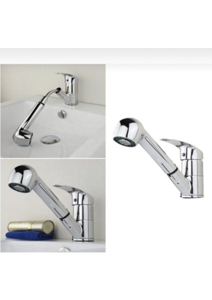 Kca Banyo Lavabo - Berber Bataryası Çeşmesi Musluğu Spiral Hortumlu Çok Amaçlı Kullanım