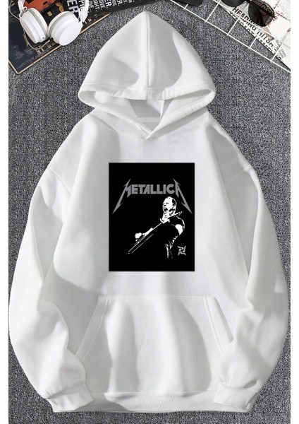 Metalica Baskılı Oversize Sweatshirt