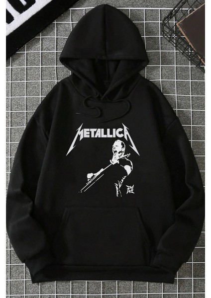 Metalica Baskılı Oversize Sweatshirt