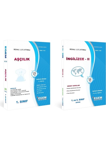 Açık Öğretim Aşçılık 1. Sınıf 2.dönem Bahar Dönemi Konu Anlatımlı Soru Bankası Set