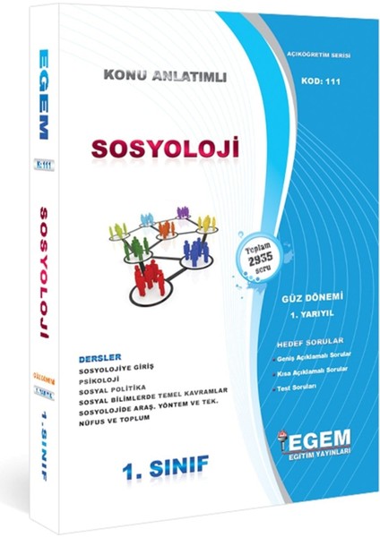 Açık Öğretim Sosyoloji Güz Dönemi 1. Sınıf 1.yarıyıl Konu Anlatımlı Soru