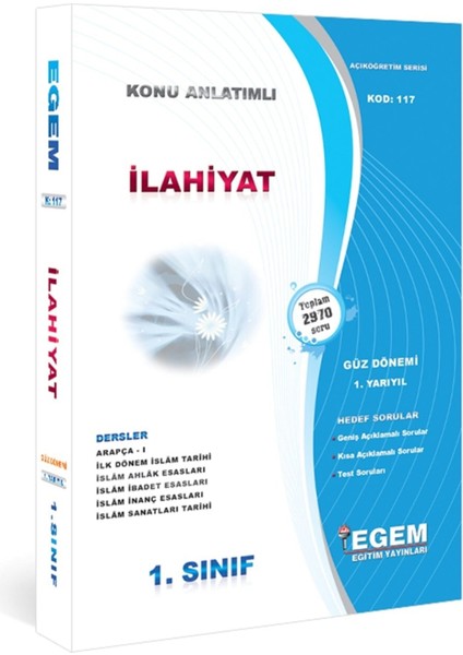 Açık Öğr. AÖF İlahiyat 1. Sınıf Güz Dönemi 1 Dönem Konu Anlatımlı ve Soru