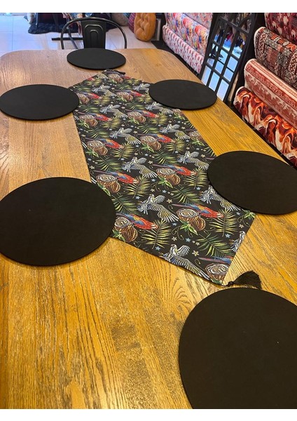 Tuğçe Demir Home Design Nakış Papağan Desen Runner Supla Set