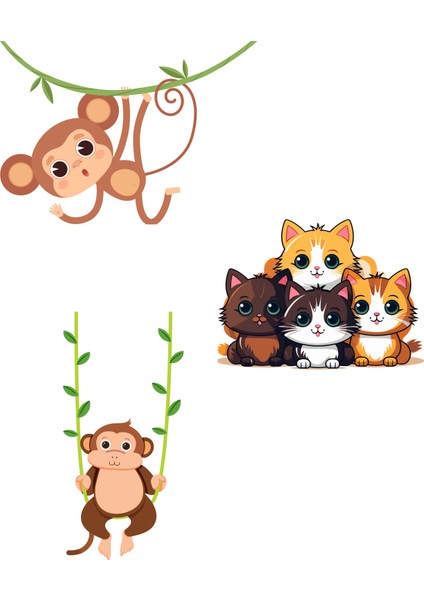 3'lü Priz Sticker - Armatür Çerçeve Süsü (Kediler, Maymun X2) fiyatları