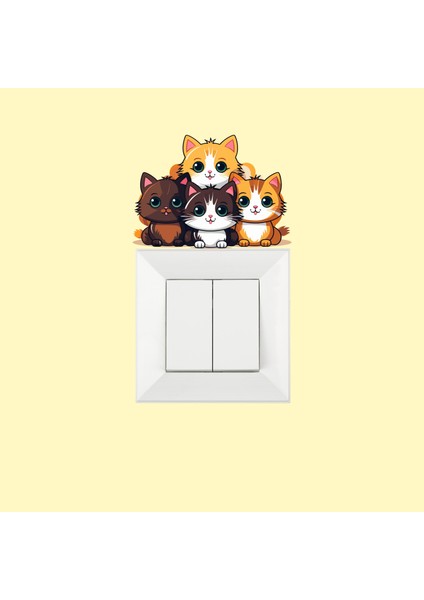 3'lü Priz Sticker - Armatür Çerçeve Süsü (Kediler, Maymun X2) modelleri