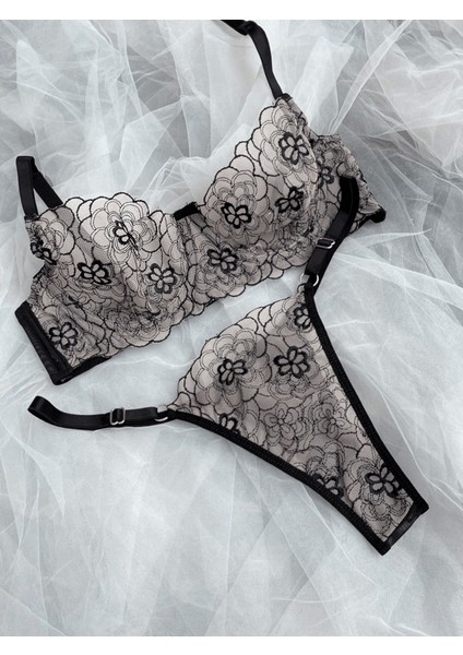 Çiçekli Sütyen Takım