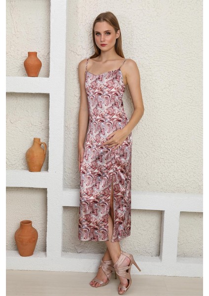 Pembe Özel Yırtmaçlı Kadın Elbise fiyatları