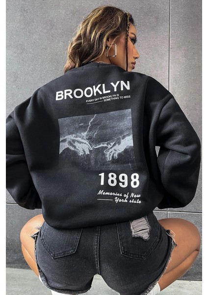 1898 Baskılı Bisiklet Yaka Sweatshirt