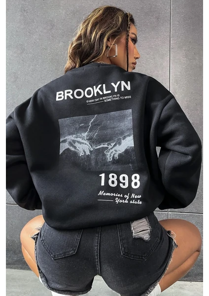 Only Trendwear 1898 Baskılı Bisiklet Yaka Sweatshirt