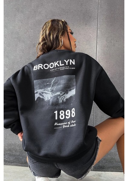 1898 Baskılı Bisiklet Yaka Sweatshirt