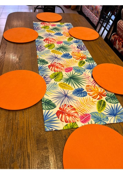 Tuğçe Demir Home Design Rengarenk Devetabanı Desen Runner Supla Set