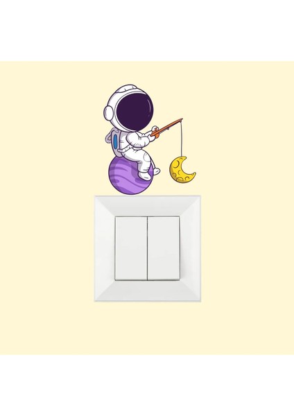 5'li Astronot Görselli Priz Sticker - Armatür Çerçeve Süsü modelleri