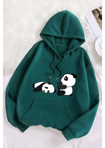 Panda Baskılı Oversize Sweatshirt