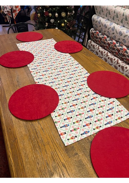 Tuğçe Demir Home Design Yılbaşı Küçük Kurşun asker Desen Runner Supla Set