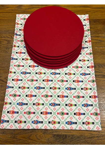 Tuğçe Demir Home Design Yılbaşı Küçük Kurşun asker Desen Runner Supla Set