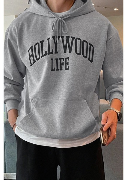 Erkek Hoolywood Life Baskılı Oversize Sweatshirt