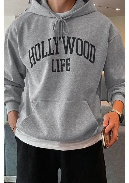 Only Trendwear Erkek Hoolywood Life Baskılı Oversize Sweatshirt