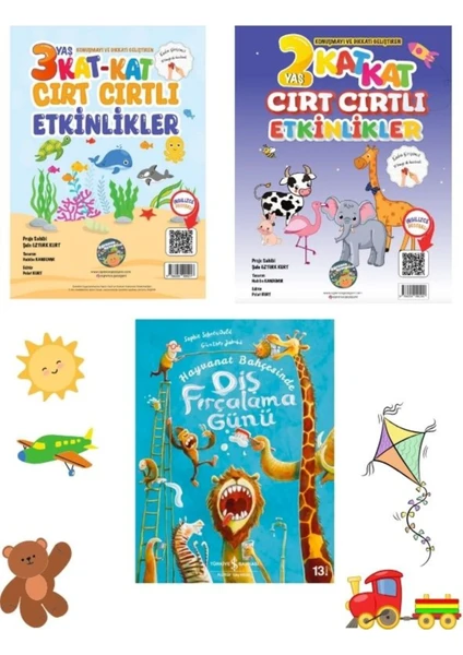 3 Kitap, Ingilizce Destekli- 2-3 Yaş Kat Kat Cırt Cırtlı Etkinlikler, Iş Kültür Diş Fırçalama