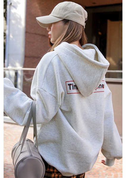 Time For Happiness Baskılı Oversize Sweatshirt