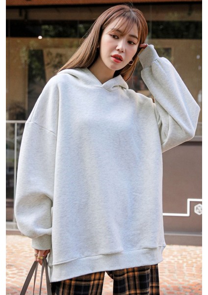 Time For Happiness Baskılı Oversize Sweatshirt