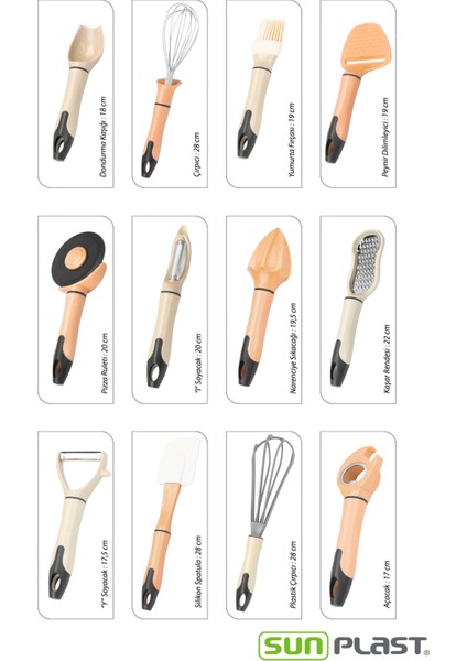 Bonita Mutfak Yardımcıları Serisi - Lüks Kaliteli Bpa Free Plastik Pratik Mutfak Gereçleri 12'li Set