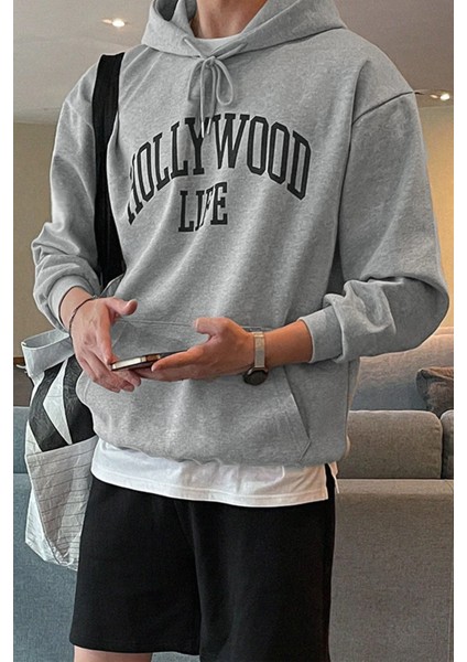 Only Trendwear Erkek Hoolywood Life Baskılı Oversize Sweatshirt modelleri