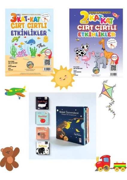 6 Kitap- Ingilizce Destekli Dev Cırt Cırtlı 2 ve 3 Yaş Kitaplar- Sincap Kitap Bebek Üniversitesi