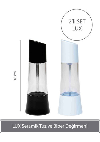 Seramik Lux Tuz ve Biber Değirmeni - 2'li Set
