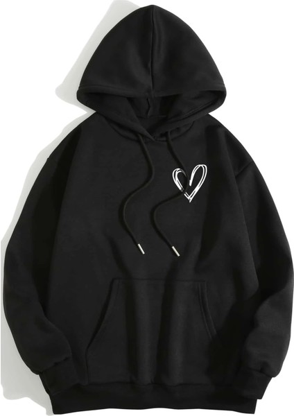 Only Trendwear Unisex Heart Baskılı Oversize Sweatshirt