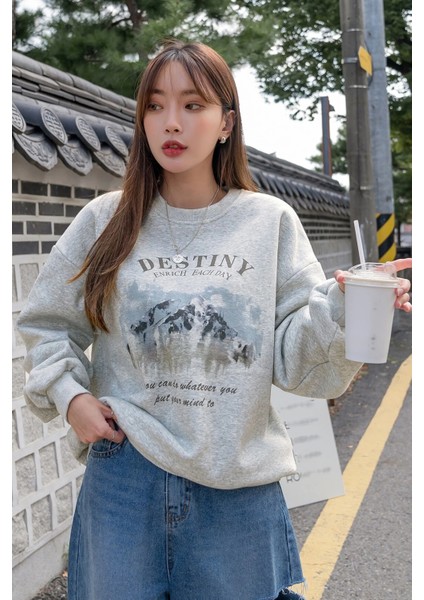 Destiny Baskılı Oversize Sweatshirt